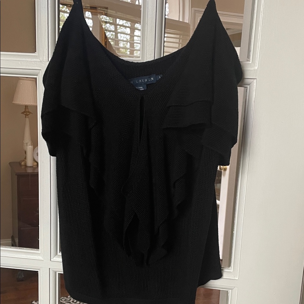 Ralph Lauren Black Ruffle Knit Women's Top